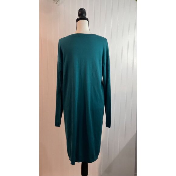 J. Jill Womens Teal Cardigan Sweater M Polyester Wool Blend With Pockets - Picture 2 of 16